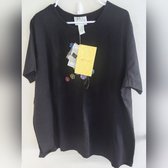 The Quacker Factory women's size 1X black tee shirt butterfly design. NWT. - Picture 2 of 8